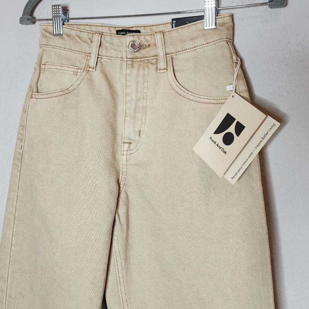 NWT Frank & Oak Linda Balloon Fit Tan Khaki Jeans. Women's size 23. Hemp/Cotton - Picture 9 of 16